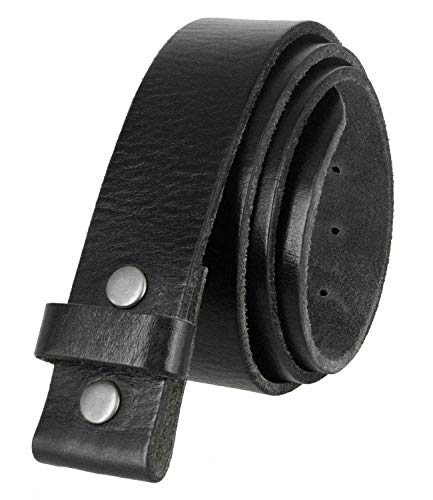 100% One-Piece Full Grain Leather Belt Strap with No Slot Hole 1 1/2' Wide (Black, 38)