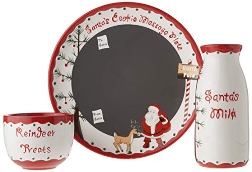 Child to Cherish Santa's Message Plate Set, Santa Cookie Plate, Santa Milk jar, and Reindeer Treat Bowl
