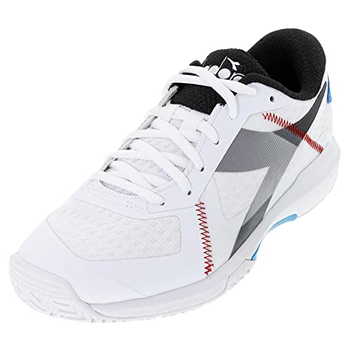 Diadora Men's Trofeo All Ground Pickleball Shoes (White/Black/Blue Jewel, 10.5)
