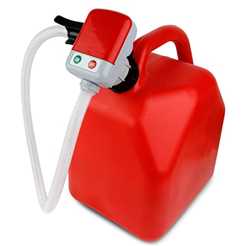 TERA PUMP 4th Gen TRFA01 Fuel Transfer Pump with Auto-Stop for Over-fill Protection (2.4 GPM) 3 Gas Can Adapters, Long Hose, Hand Fuel Pump for E15, E85, Gas, Diesel - Never Lift Heavy Gas Cans again