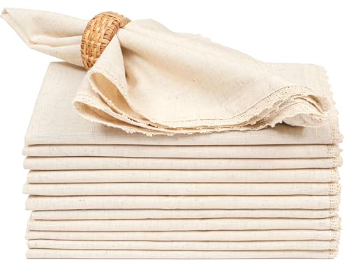 Linen Napkins,Flax Linen Napkins, Lace Linen Napkins,Cloth Napkins,Dinner Napkins Cloth,Cloth Napkins Set of 12,Linen Napkins Set of 12,Napkin Cloth Washable,Natural Flax Cloth Napkin18x18