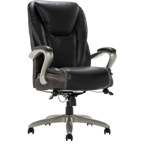 Serta Smart Layers Hensley Big & Tall Ergonomic Bonded Leather High-Back Chair, Black/Silver