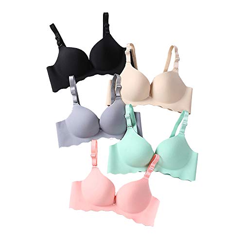 Pack of 5,Women Comfort No Wire Bras Seamless No Show Bra Pack (MKL2, 34B.)