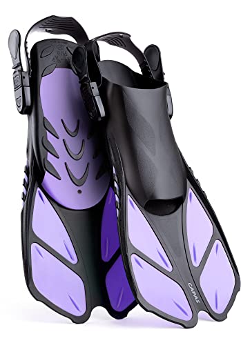 CAPAS Snorkel Fins, Swim Fins Travel Size Short Adjustable for Snorkeling Diving Adult Men Women Kids Open Heel Swimming Flippers