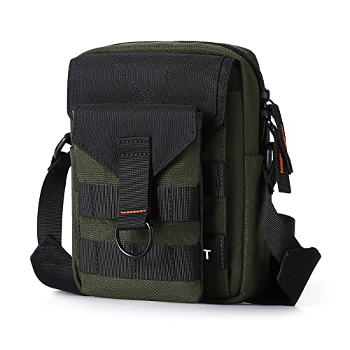 PAUBACK Green Small Crossbody Bag for Mens, Mini Messenger Bag, Neck Pouch Side Shoulder Bag for Men for Cell Phone, Mans Crossbody Handbag Purse Satchel Bags