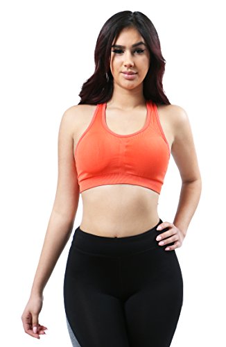 Women's Athletic Stretch Basic Sports Bra Running Tank Crop Top Collection Small ORANGE-68613