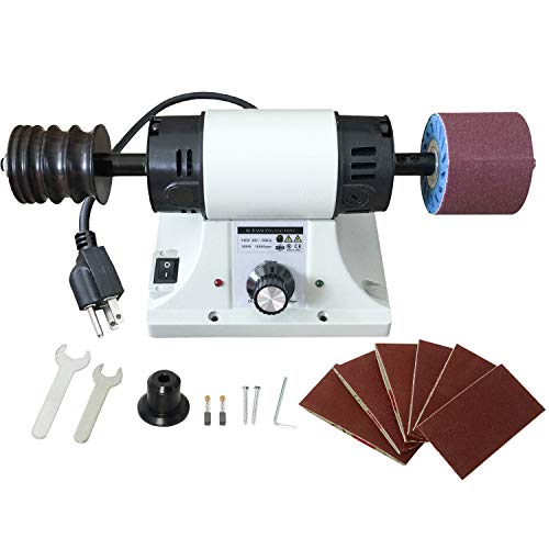 YaeKoo 0-8000RPM Leather Polisher Sander 350W Leather Burnishing Machine 110V Edge Grinding Machine with 6 Sanding Sleeves