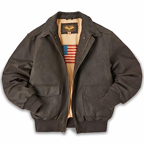 Landing Leathers Men's Air Force A-2 Leather Flight Bomber Jacket Distressed Brown X-Large