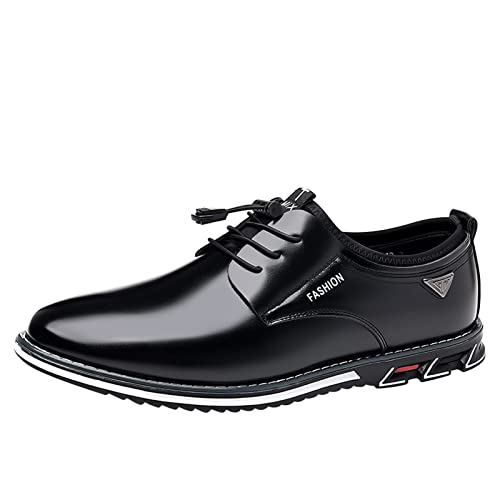 Men's Dress Shoes Leather Formal Business Oxford Shoes Beach Wedding Modern Classic Slip On Oxfords Business Shoes Loafers Black