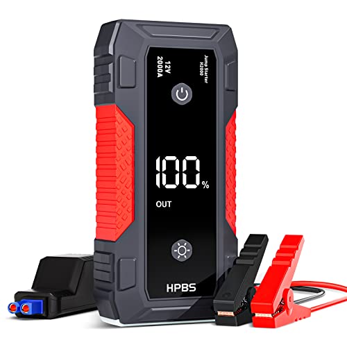 HPBS Jump Starter - 2000A Car Battery Jump Starter for Up to 8L Gas and 6.5L Diesel Engines, 12V Portable Jump Starter Battery Pack with 3.0' LCD Display