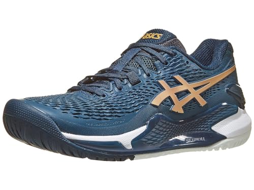 ASICS Women's GEL-RESOLUTION 9 TENNIS Shoe, 5.5, FRENCH BLUE/PURE GOLD