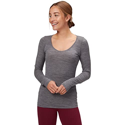 Icebreaker Merino Women's Siren Long Sleeve Sweetheart Wool T-Shirt, Gritstone Heather, Medium