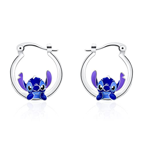 Dckazz Stitch Earrings for Girls - Hypoallergenic Copper Hoop Earrings, Lightweight and Comfortable, 1 inch Diameter for Daughter or Granddaughter