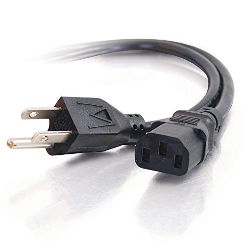 C2G Universal Power Cord, Computer Extension Cord with 16 AWG Power Cord, 8 Foot Computer Power Cable, Black, 1 Count, NEMA 5-15P to IEC C13, C2G 29928