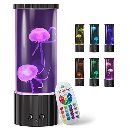 FBSPORT Jellyfish Lamp, Jellyfish Night Aquarium Tank Night Light 17 Color Changing with Remote Control for Kids Adults Home Office Decor Table Lamp Gifts for Christmas(Black)