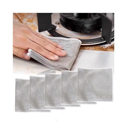 WEERSHUN 2024 New Multipurpose Wire Dishwashing Rags for Wet and Dry, Microfiber Dish Rags Scrubbing Pads, Kitchen Cleaning Cloths (Color : 5 Pcs)