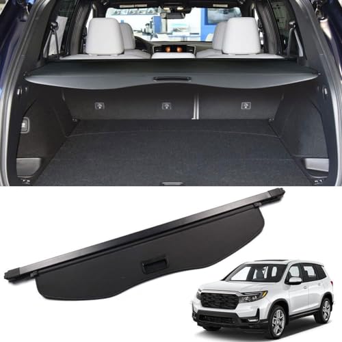 Marretoo for Honda Passport Cargo Cover 2019 2020 2021 2022 2023 for Honda Passport Accessories Black Retractable Trunk Cover Security Shield Shade