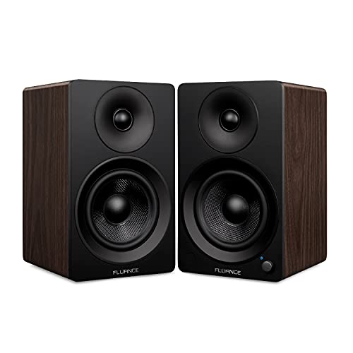 Fluance Ai41 Powered 2-Way 2.0 Stereo Bookshelf Speakers with 5' Drivers, 90W Amplifier for Turntable, TV, PC and Bluetooth 5 Wireless Music Streaming with RCA, Optical, Subwoofer Out (Natural Walnut)