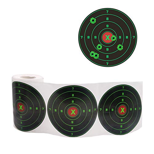 Pistep Splatter Shooting Targets 4 Inch Reactive Paper Target Stickers 200 Self Adhesive Target Roll for BB Gun, Pellet Gun, Airsoft, Rifle Indoor and Outdoor Shooting Range