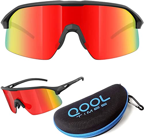 QoolTimes Polarized Wrap Around shield ski Sunglasses Men Women Triathlon beach Volleyball Running Oakley Sutro Lite Baseball