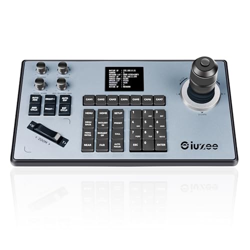 iuZee PTZ Camera Keyboard Controller 4D Joystick PoE IP PTZ Controller with LCD Screen for Meeting Church Live Streaming Education RS422/RS485/RS232/RJ45, Support VISCA, PELCO-P, PELCO-D