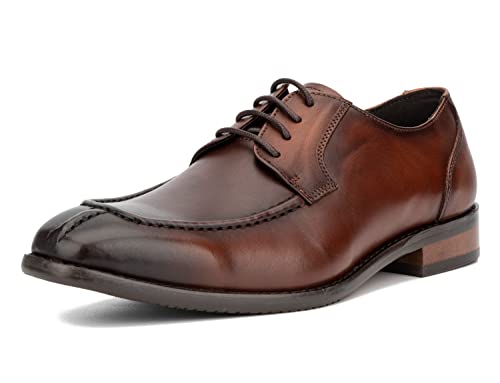 Vintage Foundry Co. Morris Men’s Fashion Casual Oxford Shoes, Leather Lace Up, Cap Toe, Rubber Outsole; Size 8 Brown/Dark Brown
