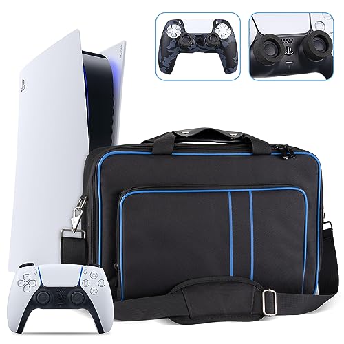 TECTINTER Carrying Case Compatible with PlayStation5 Console Travel Bag for PlayStation5 Carrying Case,PS5 Console Digital/Disk Edition,Large holding PS5 Controllers,GameCards,HDMI,Laptop,Ideal Gift