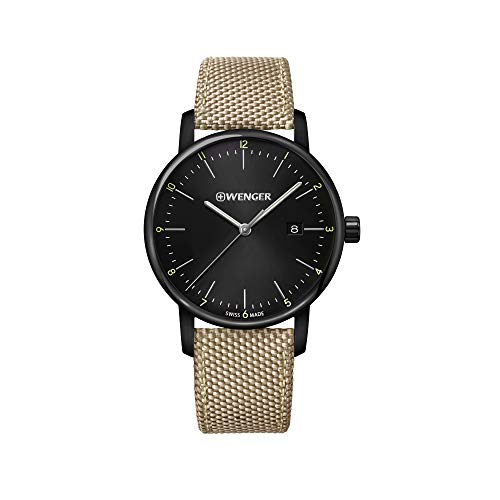 Wenger Urban Classic Watch Black Dial, Brown Nylon Strap