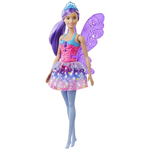 Barbie Dreamtopia Fairy Doll, 12-inch, with Purple Hair and Wings, Gift for 3 to 7 Year Olds
