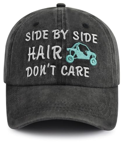 Side by Side Accessories, Motorcycle Hats for Men Women, Funny Race Car, Adjustable Embroidered Cotton Biker Baseball Cap, Retirement Birthday Gifts for Motorcycle Lovers Riders Racer Black