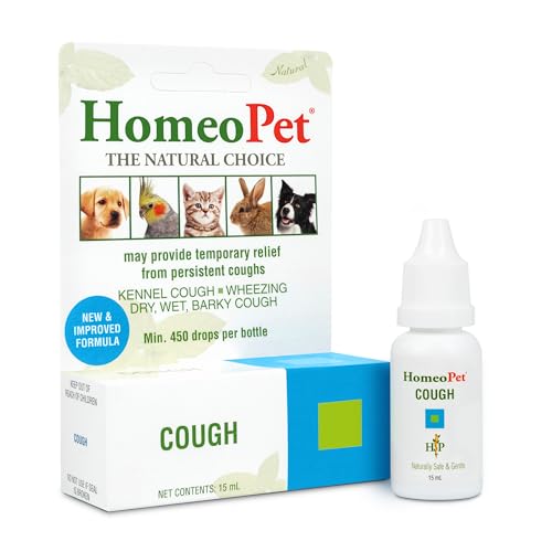 HomeoPet Cough, Natural Cough Supplement for Dogs, Cats, and Other Pets, Safe and Gentle Cough Medicine, 15 Milliliters