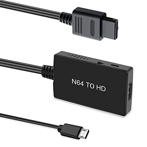 N64 to HDMI Adapter Converter for N64 / SNES/SFC/NGC Retro Game Console, Convert N64/Gamecube/SNES/SFC Signal to All HDMI Smart TV/Monitor. Support 4:3/16:9 Switching