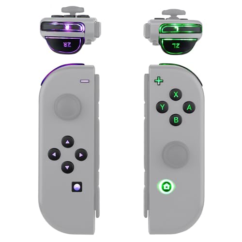eXtremeRate 7 Colors 9 Modes NS Joycon DFS LED Kit, Multi-Colors Luminated Black Classical Symbols ABXY Trigger Face Buttons for Nintendo Switch & Switch OLED Model Joy-Con - Joycon NOT Included