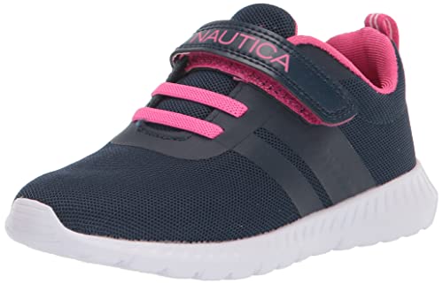 Nautica Kids Girls Fashion Sneaker Running Shoe Strap-Towhee-Navy Pink-6