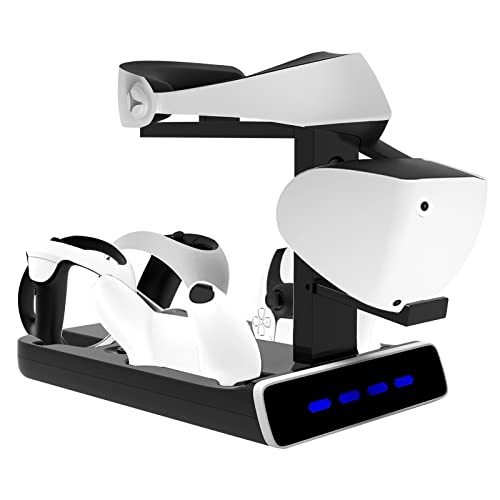 for Snoy PSVR2 Charging Display Stand with LED Light - VR Stand Display your PSVR2 - Charging Compatible with Sony Playstation VR2 Handle, PS5 Controller Charger, Charging Cable, Seat Charger