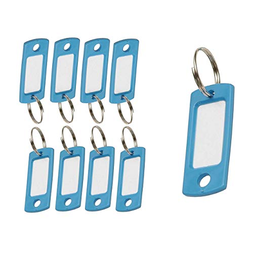 Lucky Line Flexible Colored Plastic Key Tag with 3/4' Split Ring in Blue, 50 Key Tags (16930)