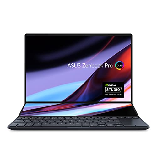 ASUS Zenbook Pro 14 Duo 14.5” 16:10 Touch Display, 120Hz Refresh Rate, ScreenPad Plus, Intel i9-13900H CPU, NVIDIA Geforce RTX 4060, 32GB RAM, 1TB SSD, Windows 11 Home, Tech Black, UX8402VV-PS96T