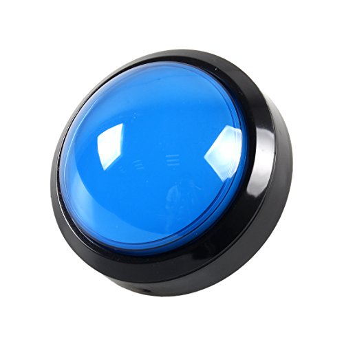 EG STARTS 4 Inches Arcade Buttons LED 100mm Larger Big Dome Convex Type Lit Illuminated Push Button Compatible Arcade Machine DIY Kit & Raspberry Pi Game Part (Blue)