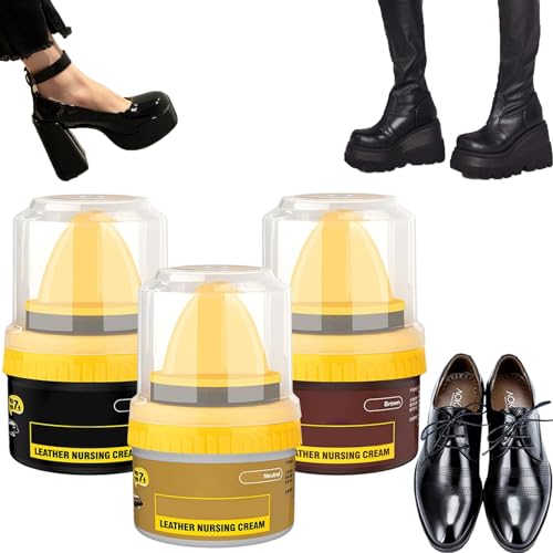 ADEK 1/3PCS Leather Repair Cream Liquid Shoe Polish - Shoe Beauty Cream, Shoe Care Shoe Cream with Sponge Applicator, Shoe Polish for All Kinds of Leather Surfaces (3PCS - Mix)