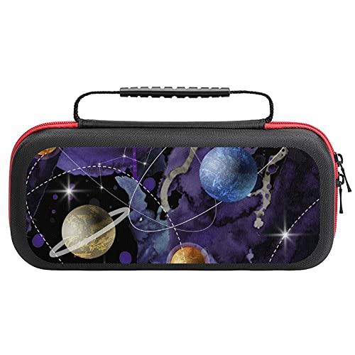 Watercolor Space And Planets Travel Carrying Case Tote Bag For Nintendo Switch Accessories Holds 20 Game Card Bag