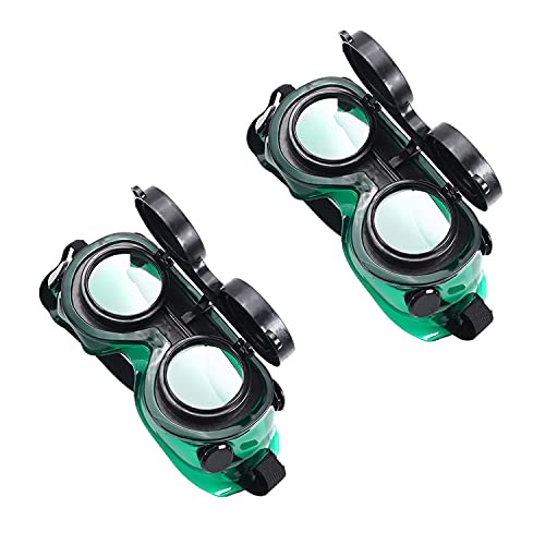Othmro 2Pcs Flip Up Front Welding Goggles Safety Eye Protection Welder Goggles with Welders Glass Protective Glasses for Welding Soldering Torching Brazing Metal Cutting