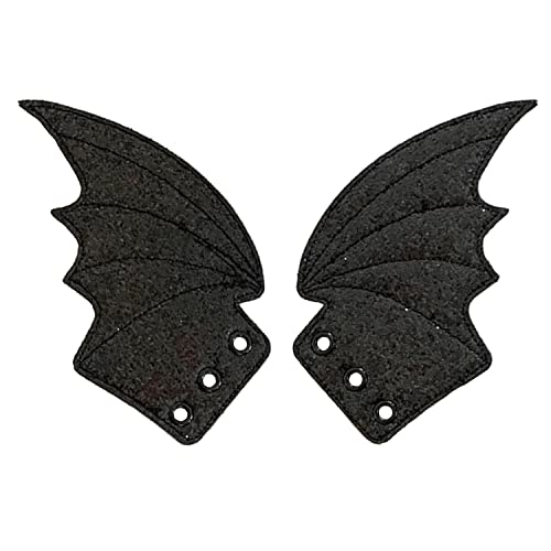 Shoe Wings Bat Shoe Wings Bat Wings for Boots Skates Sneakers Canvas Roller Shoes(Glitter Black)