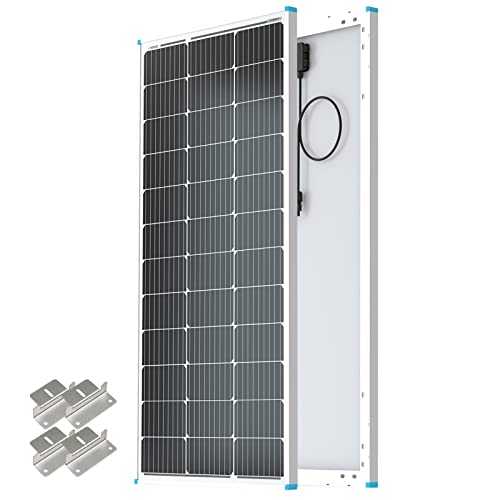 Renogy Solar Panel 100 Watt 12 Volt with Mounting Z Brackets High-Efficiency Monocrystalline PV Module Power Charger for RV Marine Rooftop Farm Battery and Other Off-Grid Applications