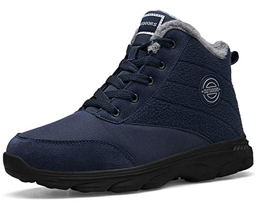 BomKinta Women's Snow Boots Keep Warm Surface Anti-Slip Soft Sole Warm Fur Lined Winter Ankle Booties Blue Size 8