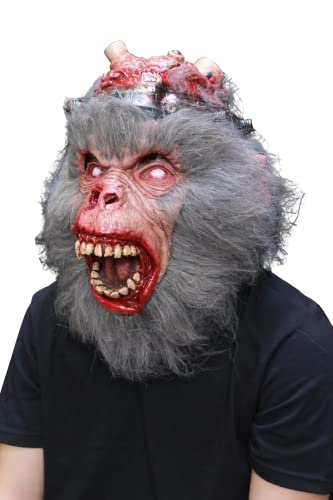 Ghoulish Productions C.P 082 Lab Monkey Mask, Furious Chimp With White Eyes Latex Mask. Ideal For Halloween. Nightmare Makers Line by America Medina. Adult Mask One size latex mask