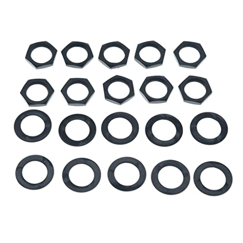 KAISH 10pcs Brass American Thread 3/8' Guitar Pots Nuts Potentiometer Hex Nut Guitar Jack Nut and Washers for CTS Pots & Switchcraft & Pure Tone Jacks Black
