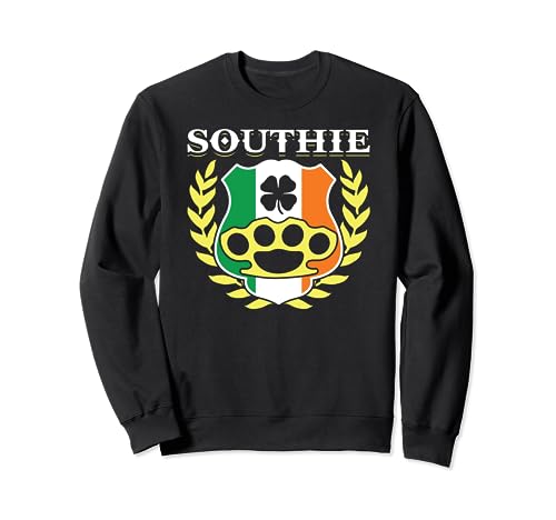 Southie Brass Knuckle Irish Flag St Patricks Day Cool Pun Sweatshirt