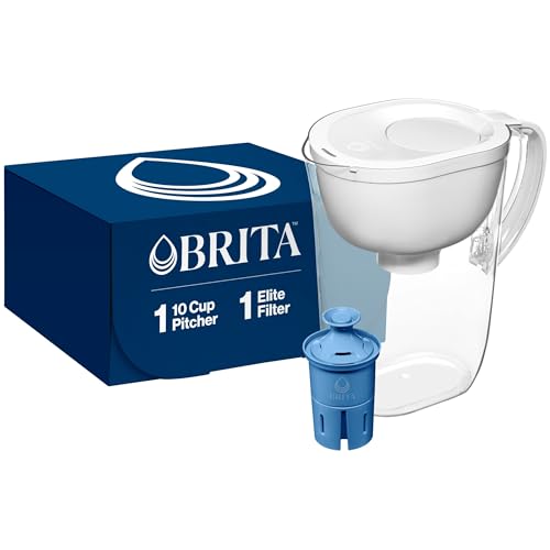 Brita Everyday Elite Water Filter Pitcher with SmartLight Filter Change Indicator, BPA-Free, Reduces 99% of Lead, Lasts Six Months, Includes 1 Filter, Large - 10-Cup, White