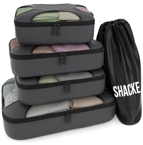 Shacke 5 Set Packing Cubes for Travel Lightweight Luggage Organizer (Dark Grey)