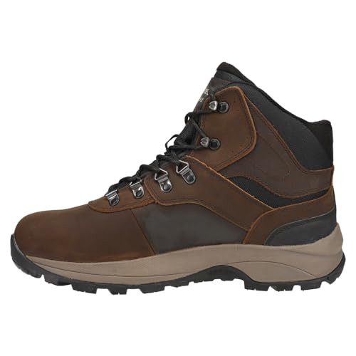 HI-TEC Altitude VI I WP Leather Waterproof Men's Hiking Boots, Work Boots for Men, Outdoor Trekking Trail and Backpacking Shoes with Michelin Rubber Outsoles   - Dark Brown Tan, 12 Medium